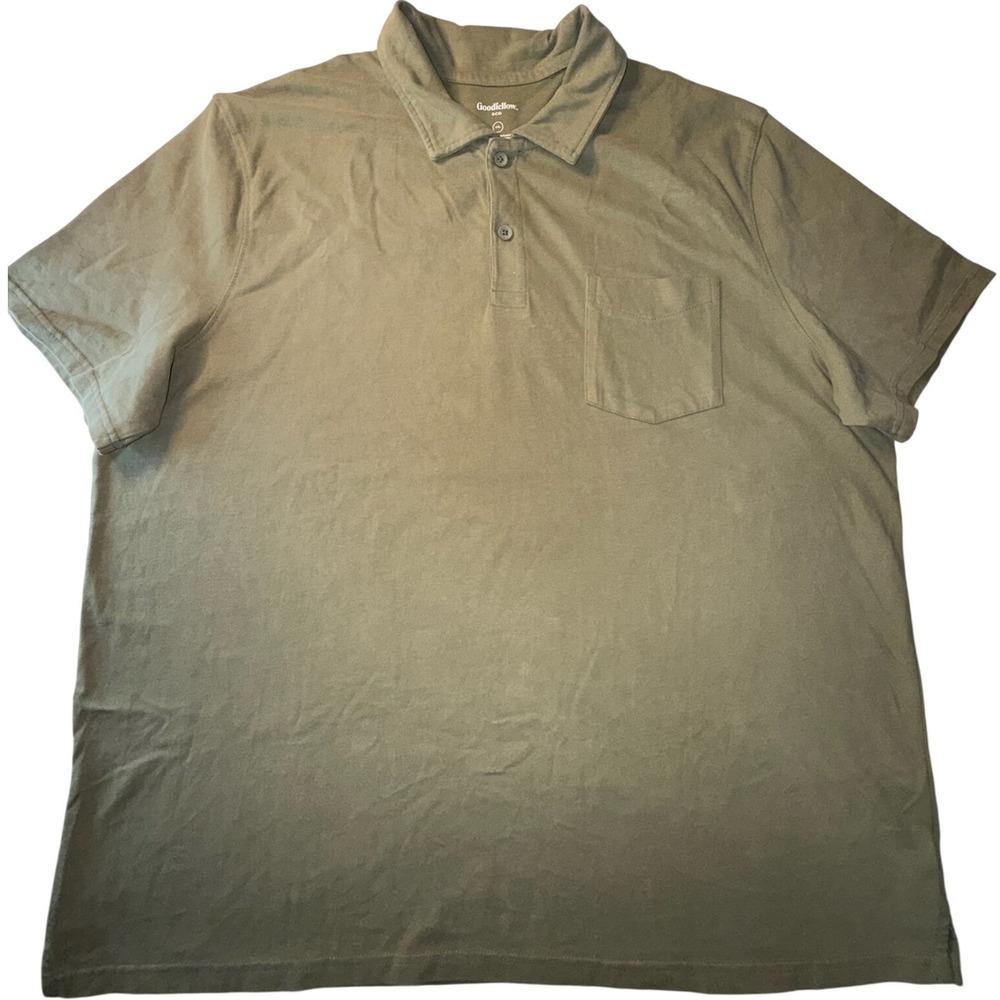 Goodfellow & Co Mens XXL Polo Shirt Olive Green Cotton Short Sleeve Pocket 0021